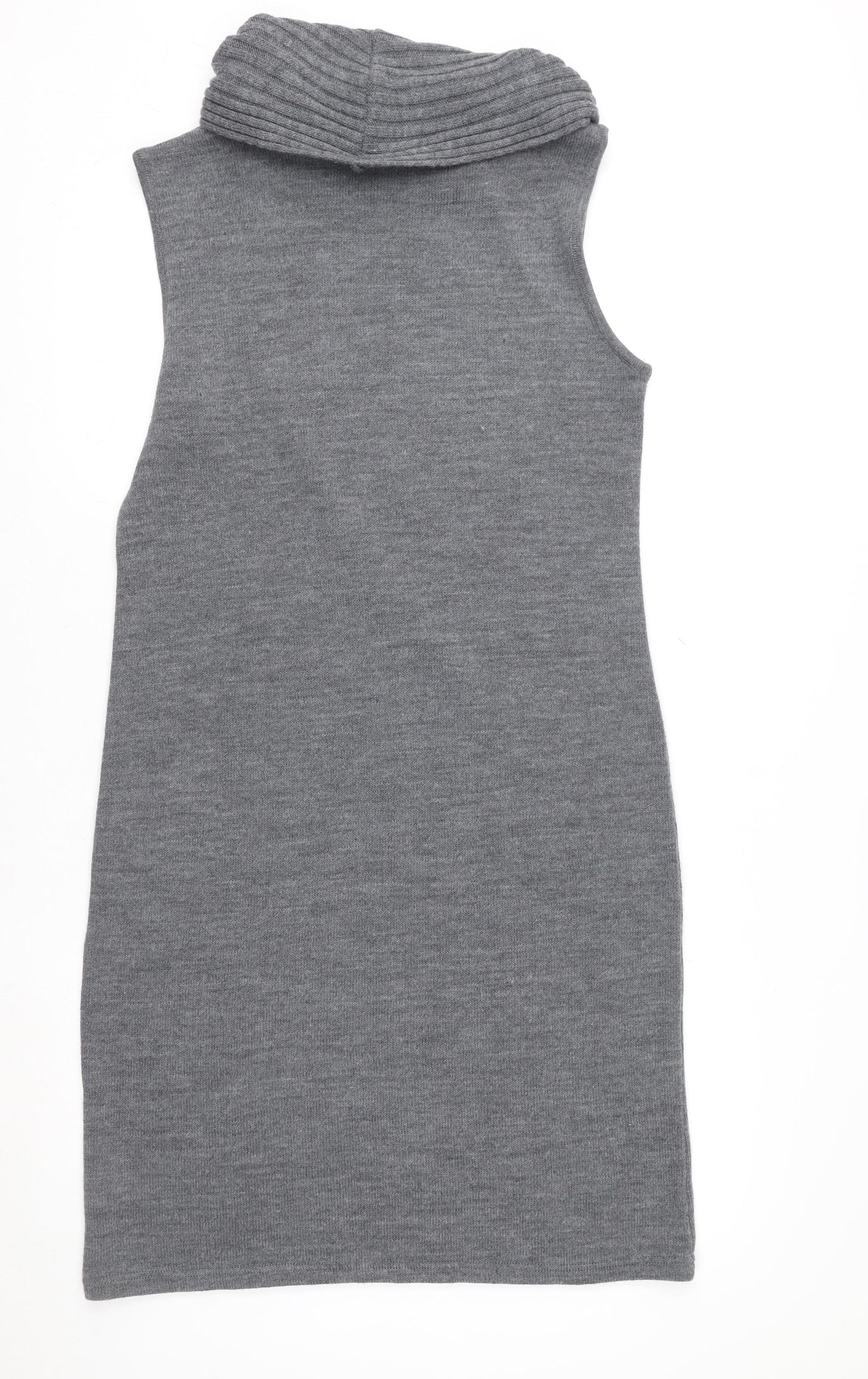 Nina Leonard Women’s Grey Sleeveless Knit Cowl Neck Sweater Dress Size L