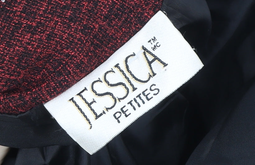 Jessica Petites Red Wool Blend Tweed Zip Jacket Women’s Size 8 Petite