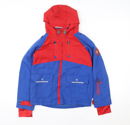 Additional front view of Tu boys’ blue red hooded parka jacket 11 years lined waterproof outerwear