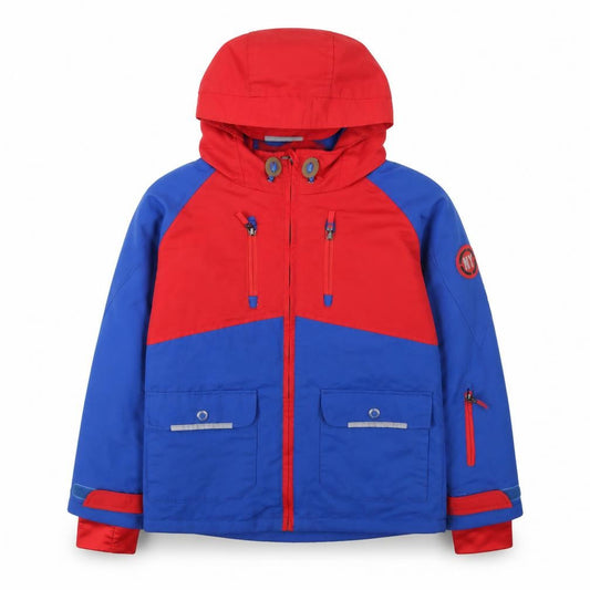 Tu Boys Blue Red Hooded Parka Jacket 11 Years Lined Waterproof Outerwear