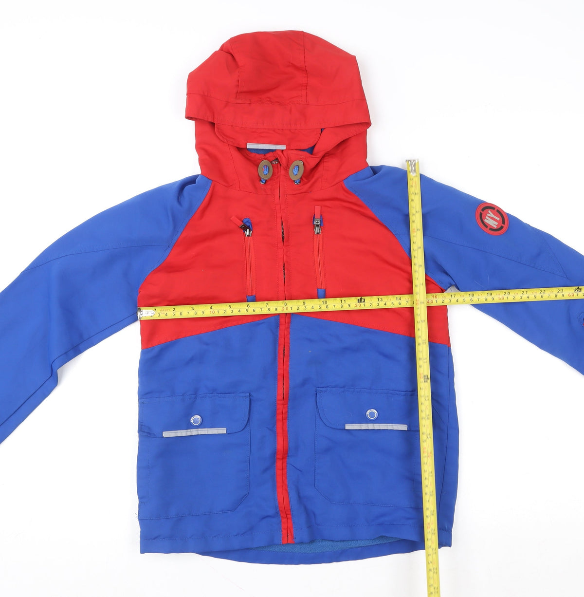 Tu Boys Blue Red Hooded Parka Jacket 11 Years Lined Waterproof Outerwear