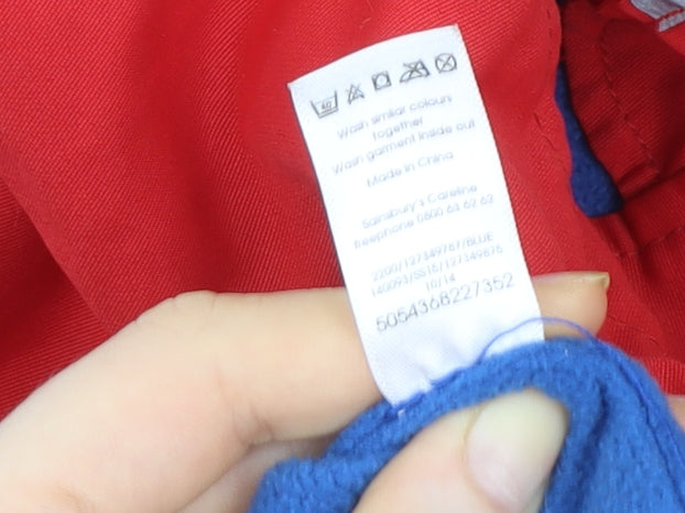 Tu Boys Blue Red Hooded Parka Jacket 11 Years Lined Waterproof Outerwear
