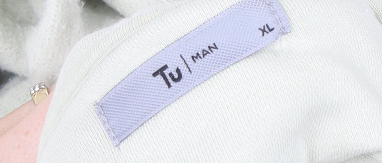 Tu Man Beige XL Hooded Full Zip Cotton Blend Men's Lightweight Jacket