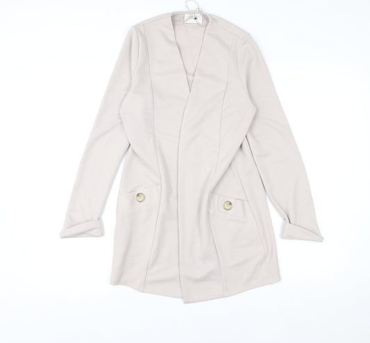 Wallis Women Beige V-Neck Long Sleeve Open Cardigan Size 8