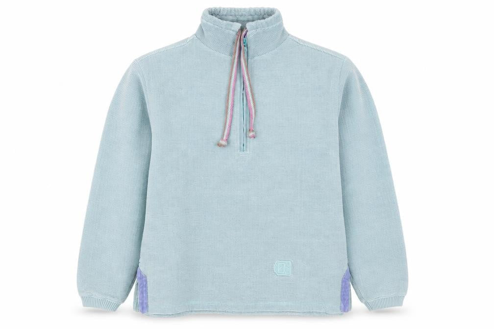 Deal Women’s Blue 1/4 Zip Hoodie Pullover L Cotton Casual Top