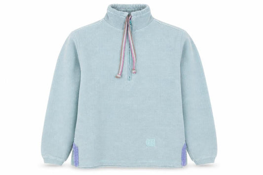 Deal Women’s Blue 1/4 Zip Hoodie Pullover L Cotton Casual Top