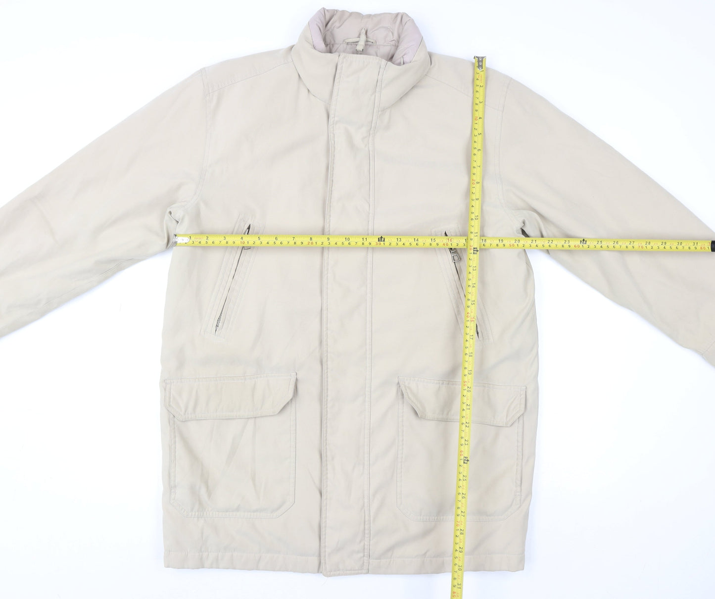 BHS Women Beige Long Parka Jacket Size S Polyester Padded