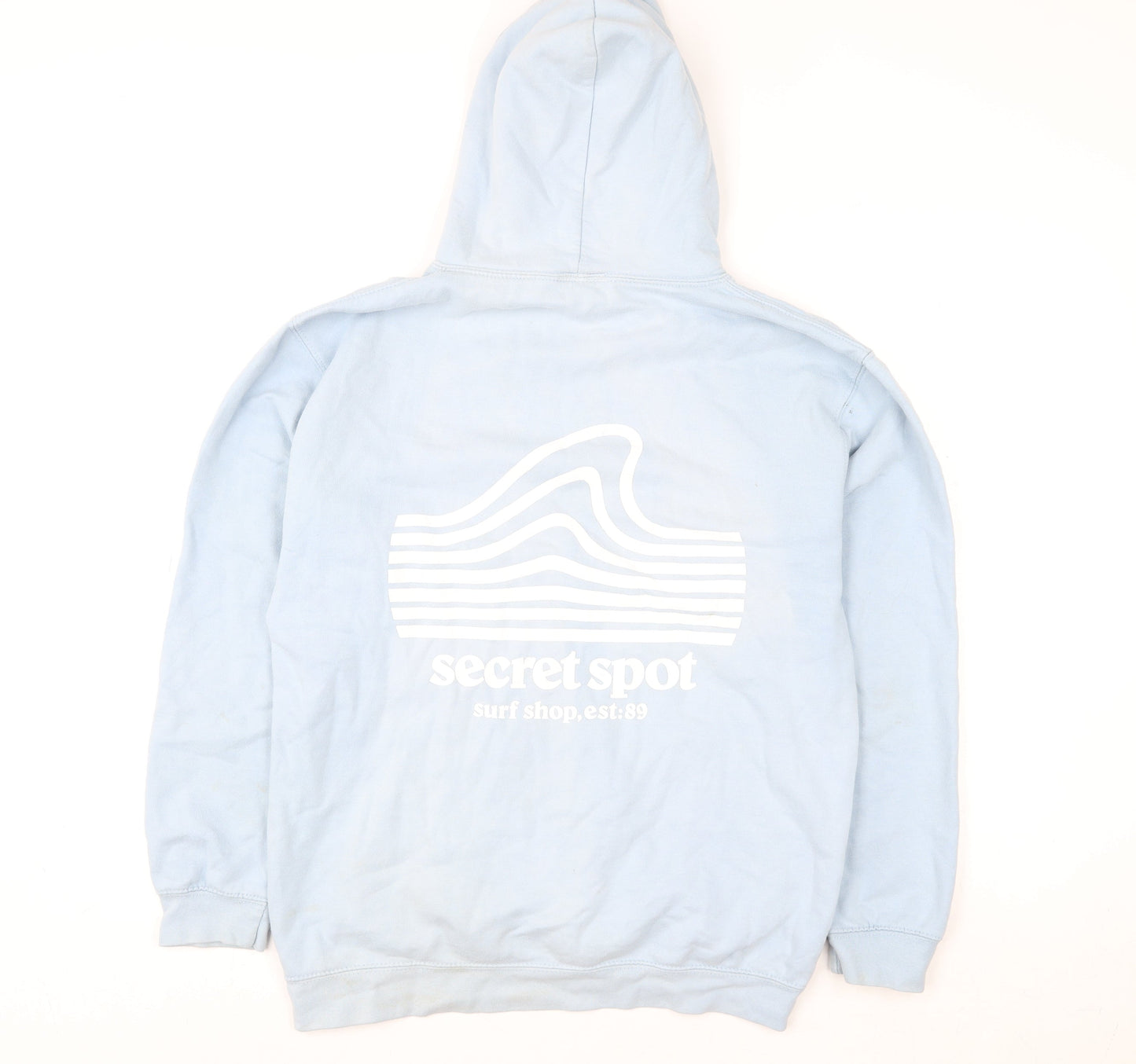 Secret Spot Womens Blue Pullover Hoodie Medium Surf Graphic Cotton Blend