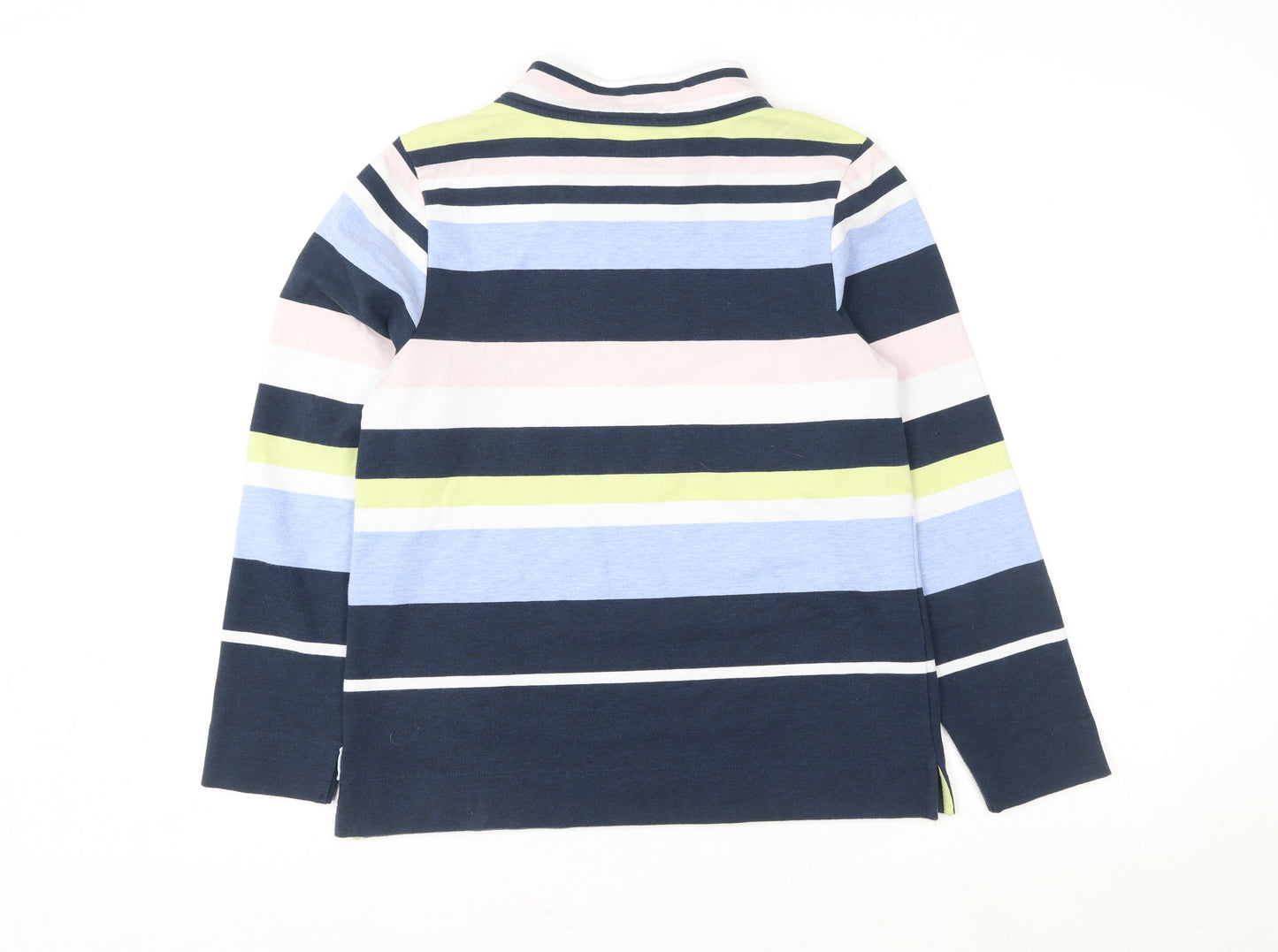 Laura Ashley Womens Navy Striped Button Neck Pullover Sweatshirt UK 10