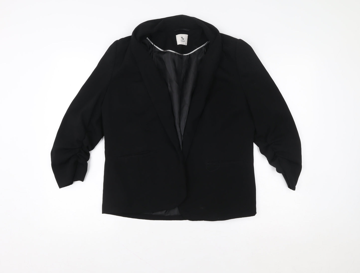 Tu Woman Black Blazer Jacket Size 12 Regular Fit Single-Breasted