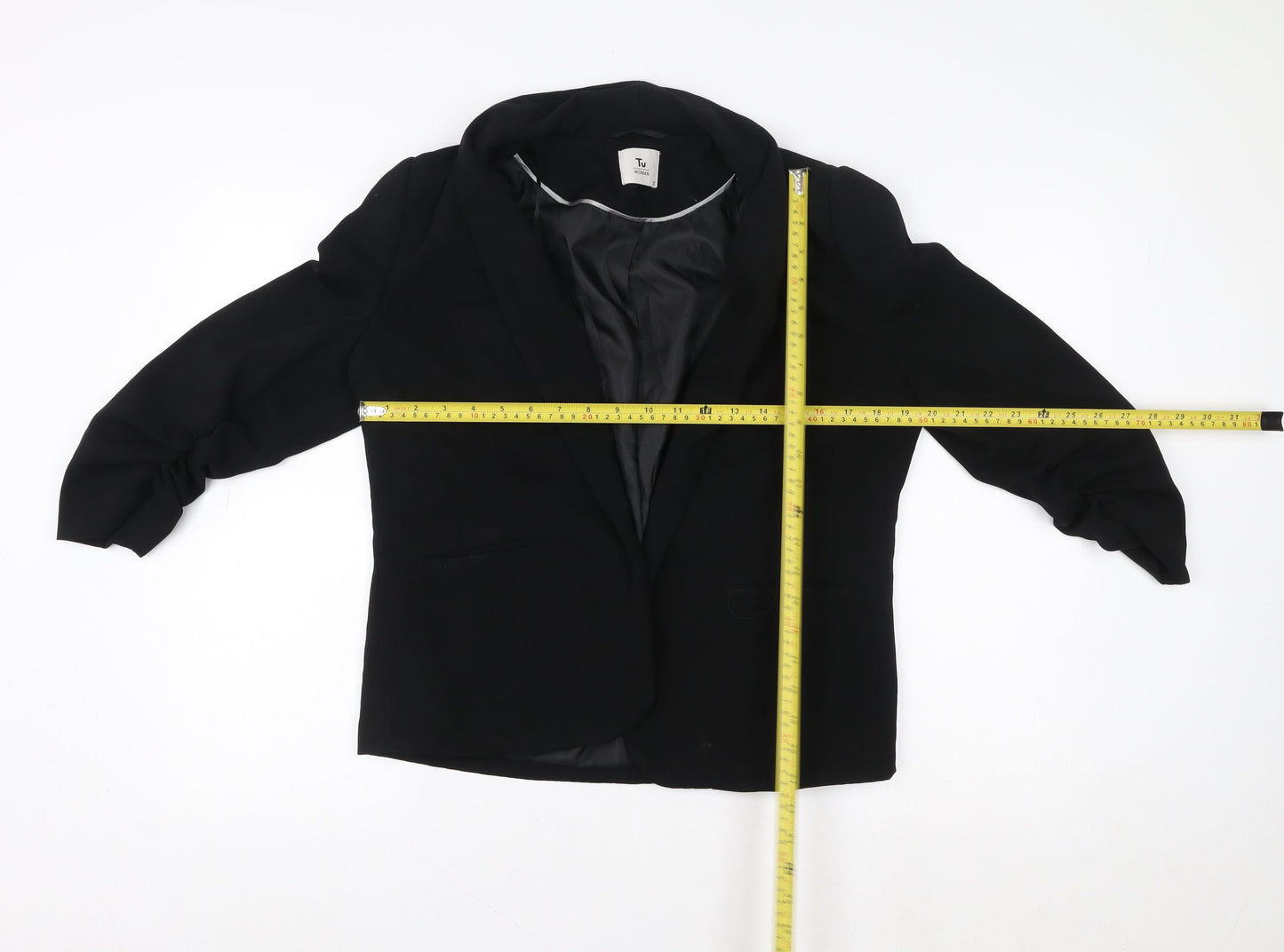 Tu Woman Black Blazer Jacket Size 12 Regular Fit Single-Breasted