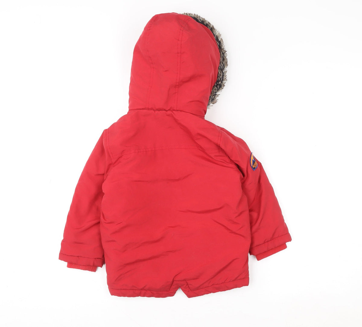 Very Boys Red Faux Fur Trim Hooded Winter Parka Coat 3-4 Years