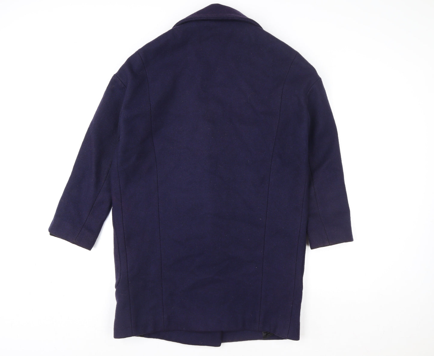 Topshop Women's Blue Wool Blend Mid-Length Coat Size 8