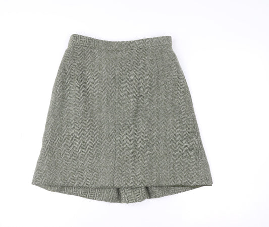 Dorene Womens Grey Wool Tweed A-Line Skirt Size 14