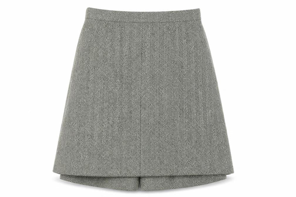 Dorene Womens Grey Wool Tweed A-Line Skirt Size 14