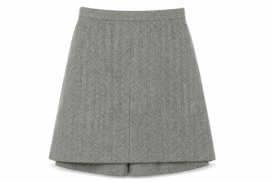 Dorene Womens Grey Wool Tweed A-Line Skirt Size 14