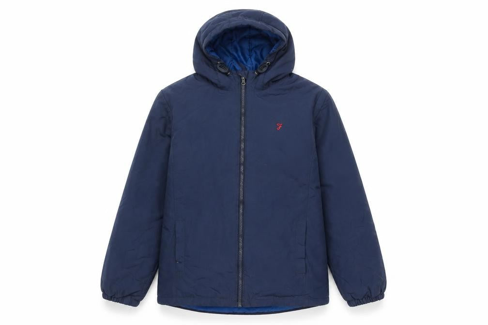 Farah Junior Boys Blue Hooded Puffer Jacket Age 12-13 Years Lightweight Zip Coat