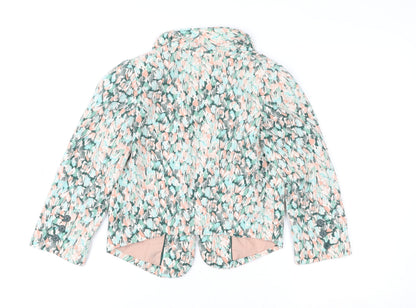 H&M Women Multicoloured Size 6 Cropped Blazer Jacket Polyester Blend