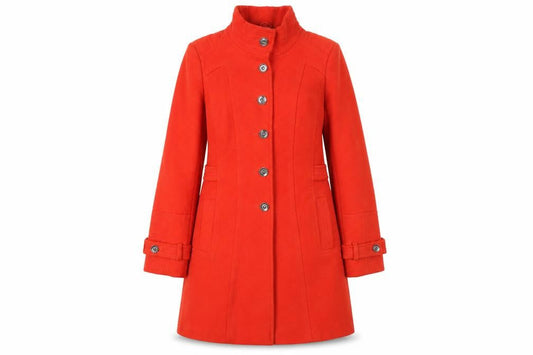 Next Women Red Wool Blend Mid-Length Belted Overcoat Size 14
