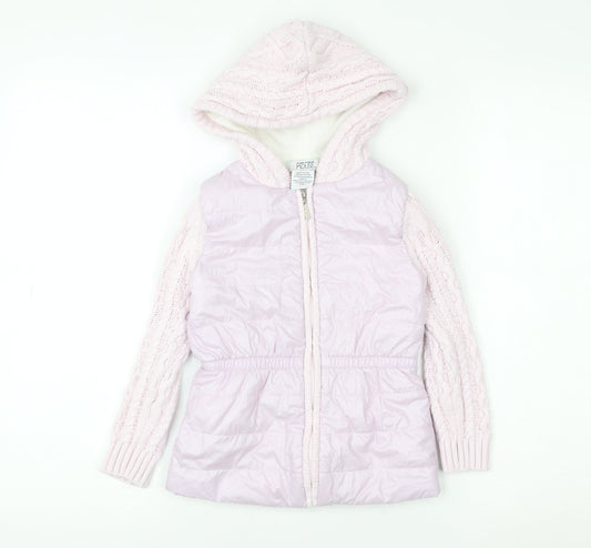 Miss Mouse Girls Pink Hooded Puffer Jacket 4-5 Years Lined Winter Coat