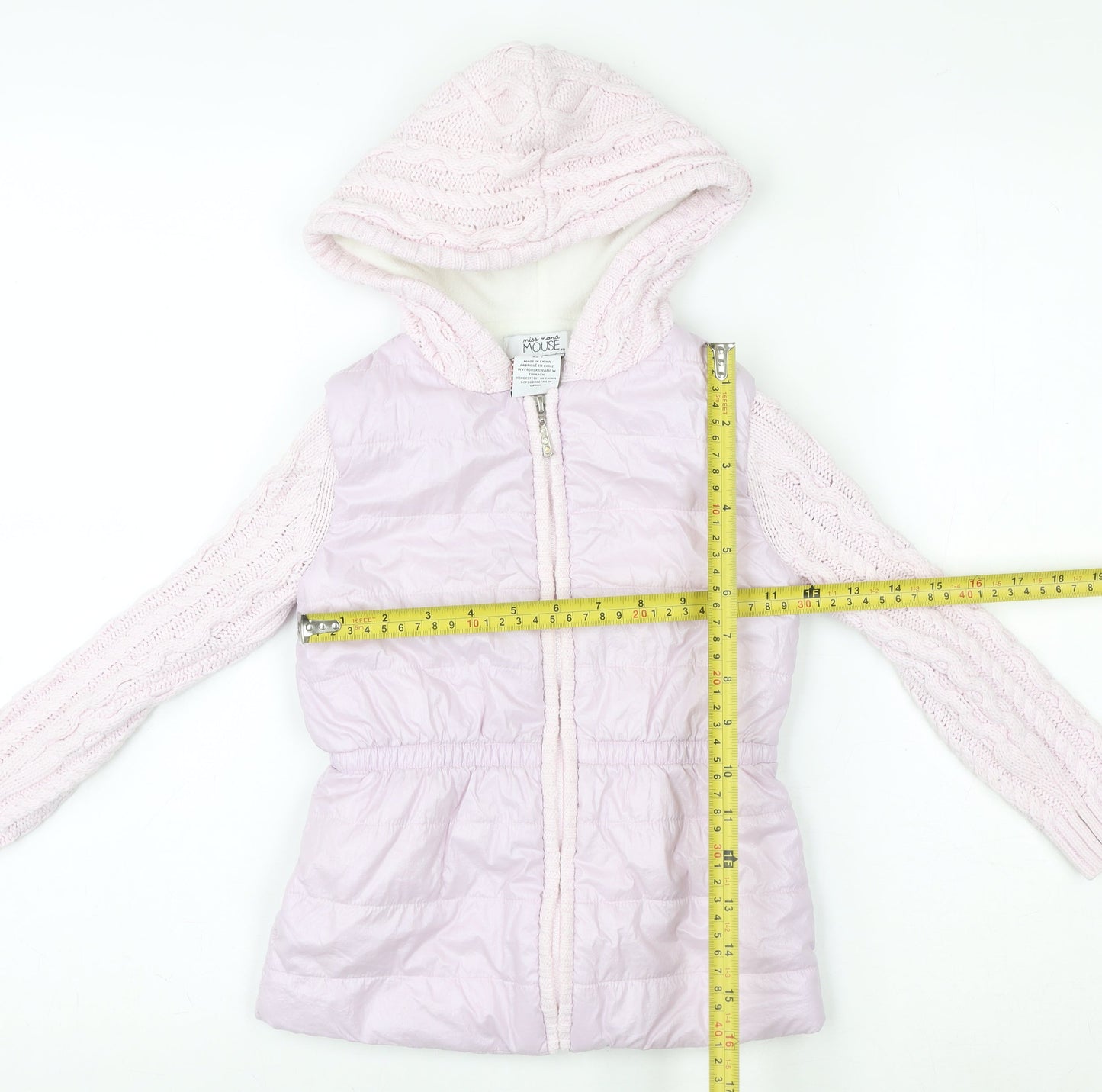 Miss Mouse Girls Pink Hooded Puffer Jacket 4-5 Years Lined Winter Coat