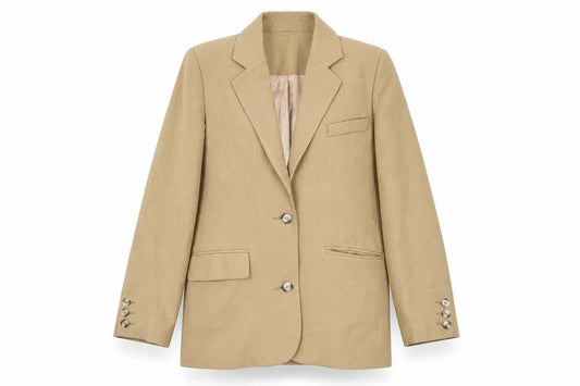 Topshop Women’s Beige Linen Blend Single-Breasted Blazer UK 6