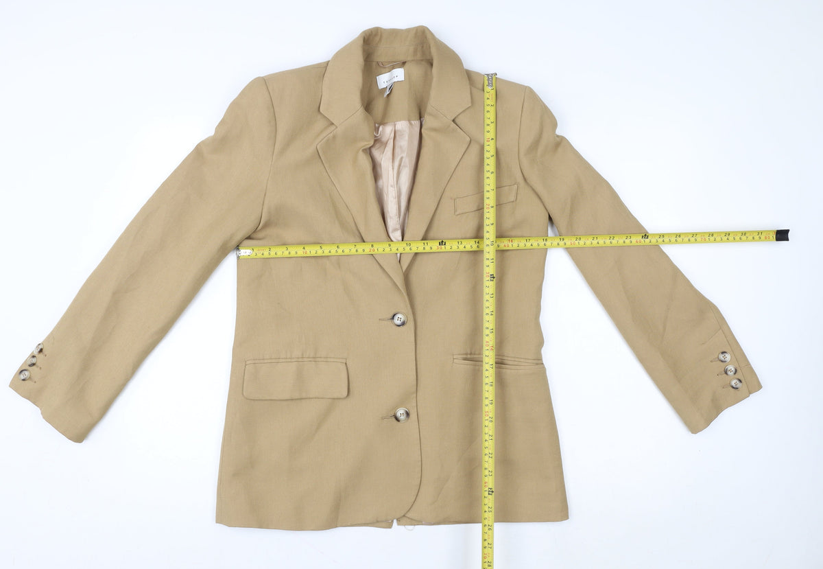 Topshop Women’s Beige Linen Blend Single-Breasted Blazer UK 6
