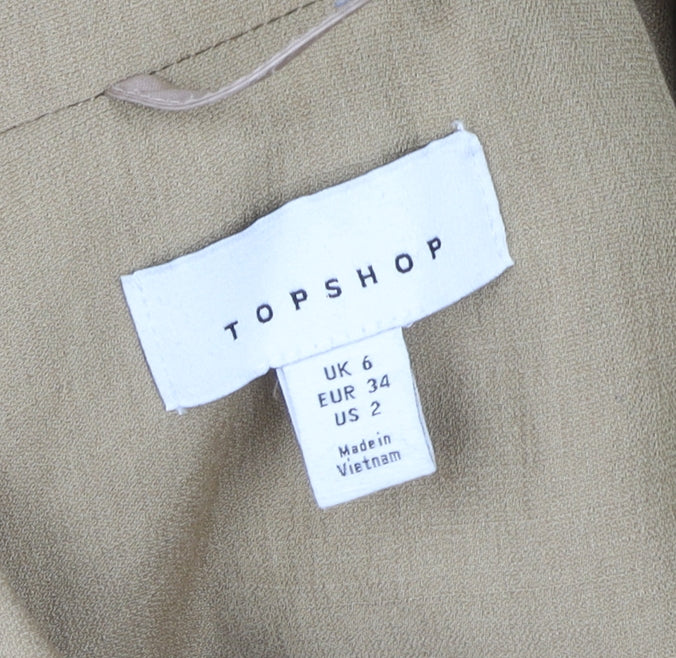 Topshop Women’s Beige Linen Blend Single-Breasted Blazer UK 6