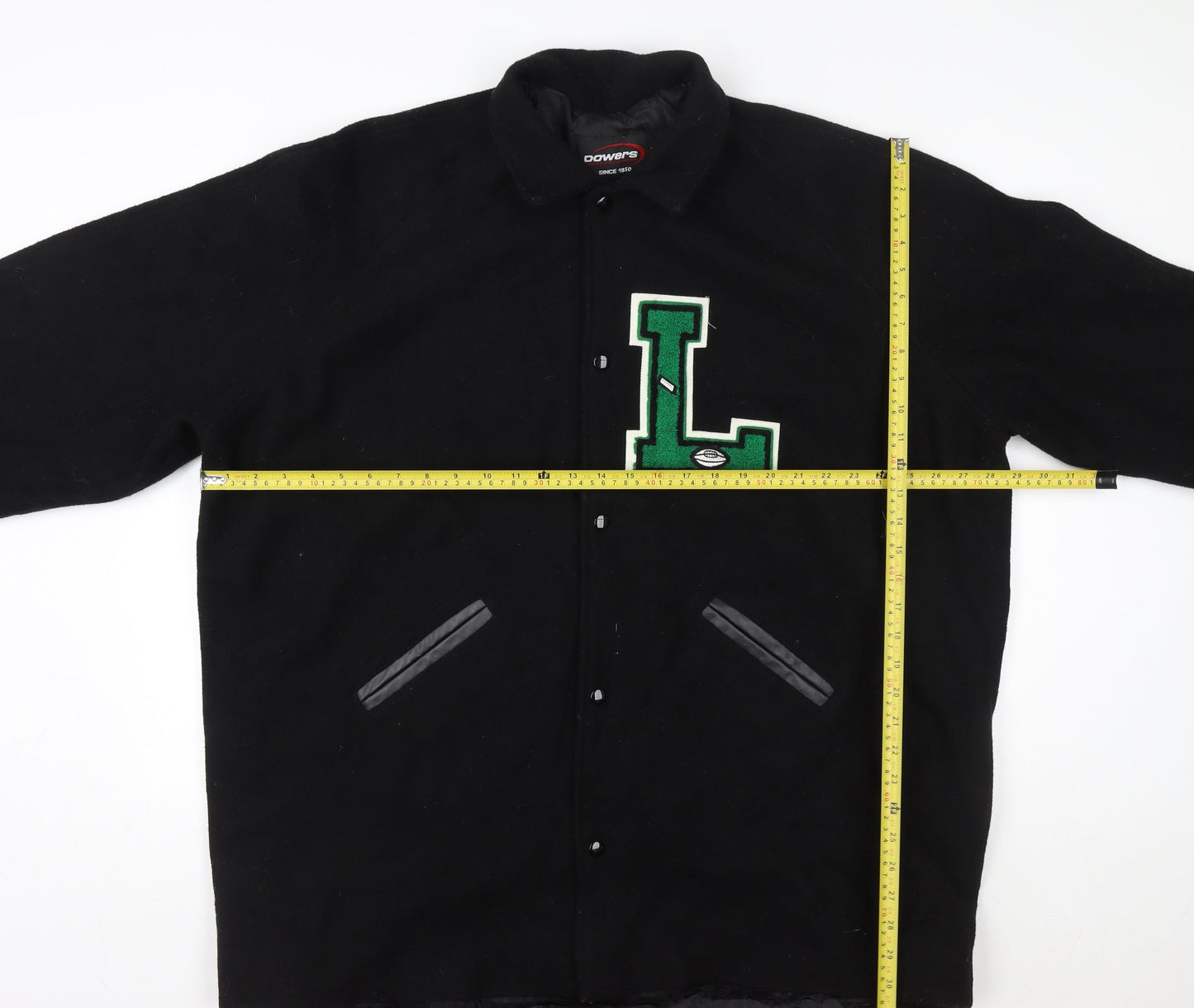 Powers Men's Black Wool Varsity Jacket 2XL College Style