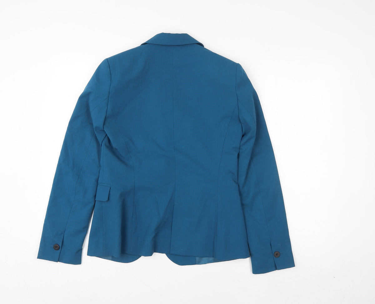 ZARA Women's Blue Tailored Single-Breasted Blazer Size 8