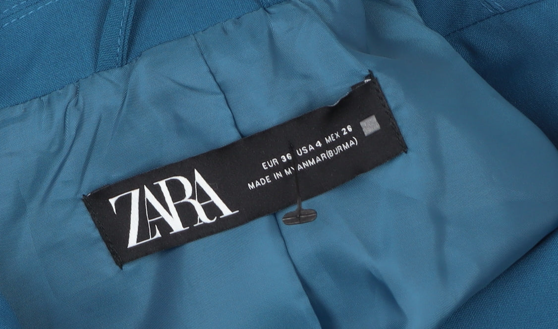ZARA Women's Blue Tailored Single-Breasted Blazer Size 8