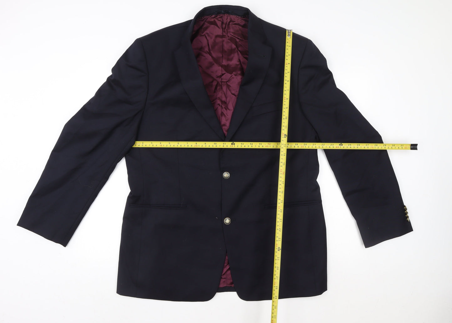 Hellewell Menswear Navy Wool Blazer Jacket Size 42 Regular