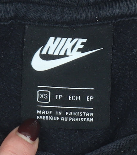 Nike Womens Black XS Pullover Hoodie Cotton Blend Sweatshirt