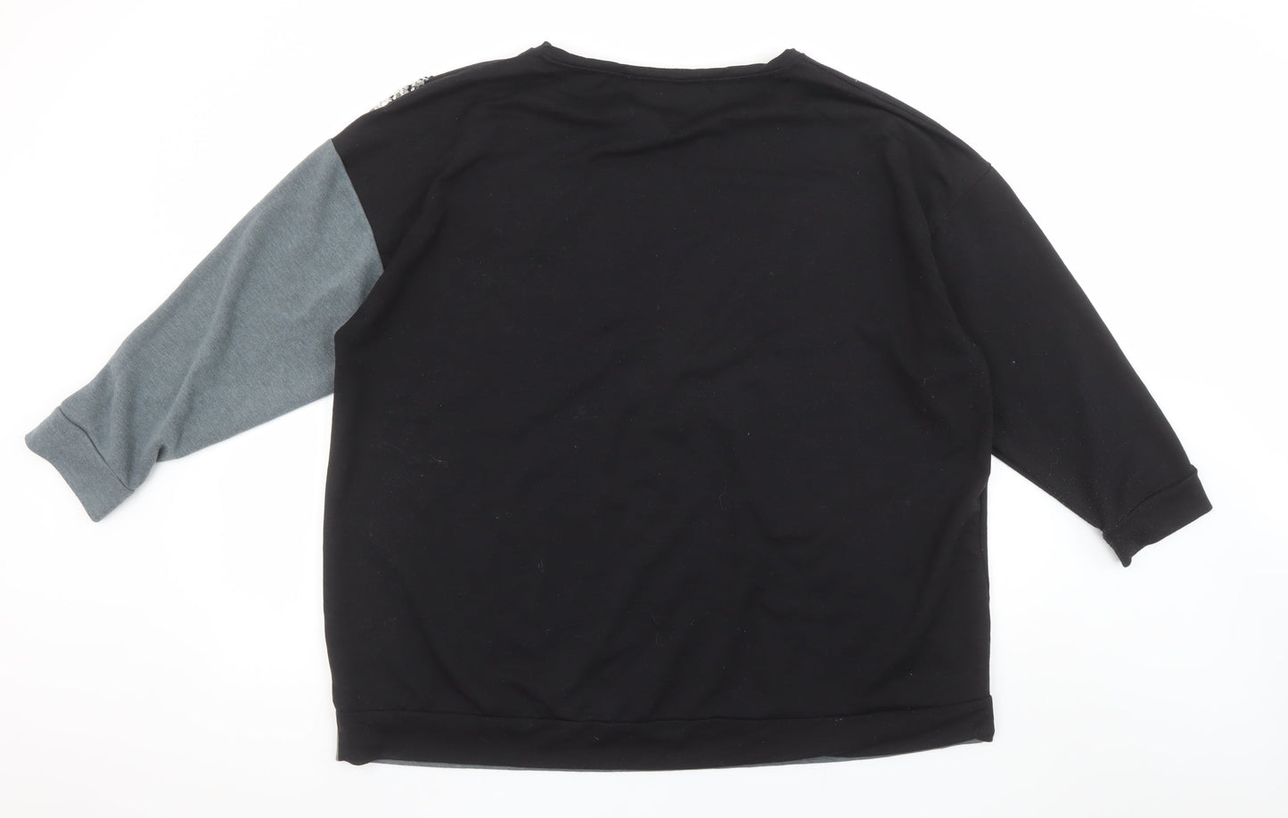 Yours Women Black Grey Sequin Pullover Sweatshirt UK 22-24
