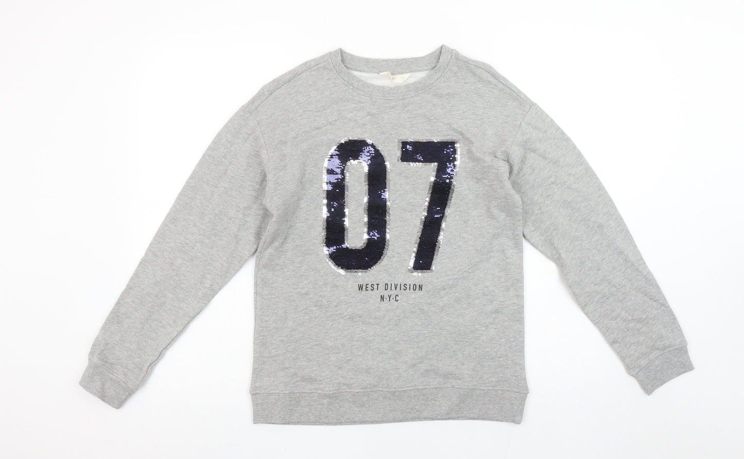 MNG Kids Girls Grey Sequin 07 Sweatshirt 11-12 Years Crew Neck Pullover