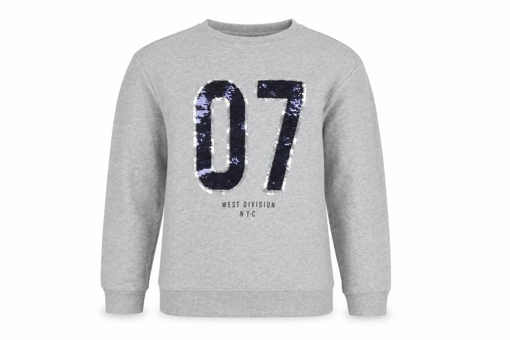 MNG Kids Girls Grey Sequin 07 Sweatshirt 11-12 Years Crew Neck Pullover