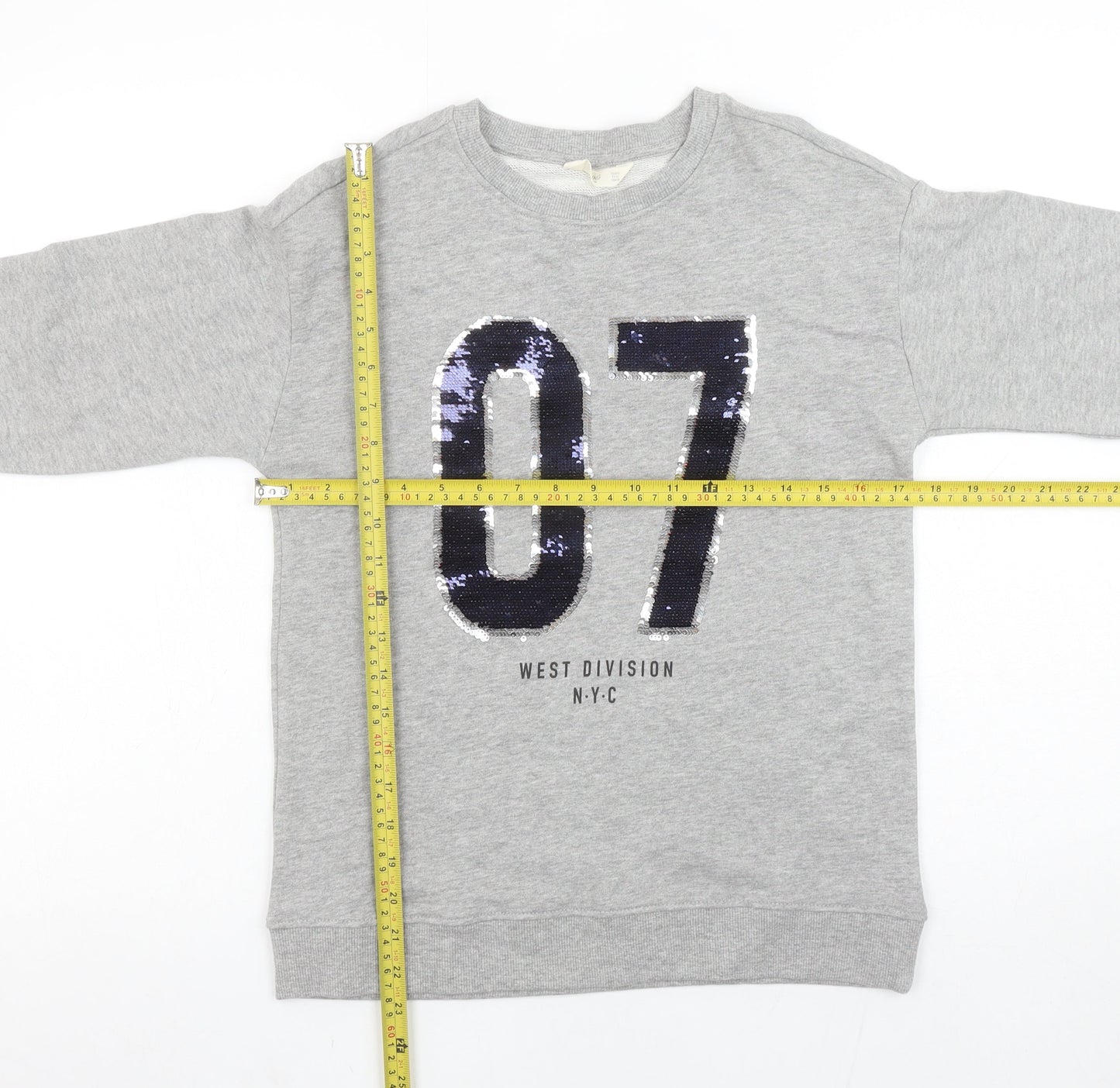 MNG Kids Girls Grey Sequin 07 Sweatshirt 11-12 Years Crew Neck Pullover