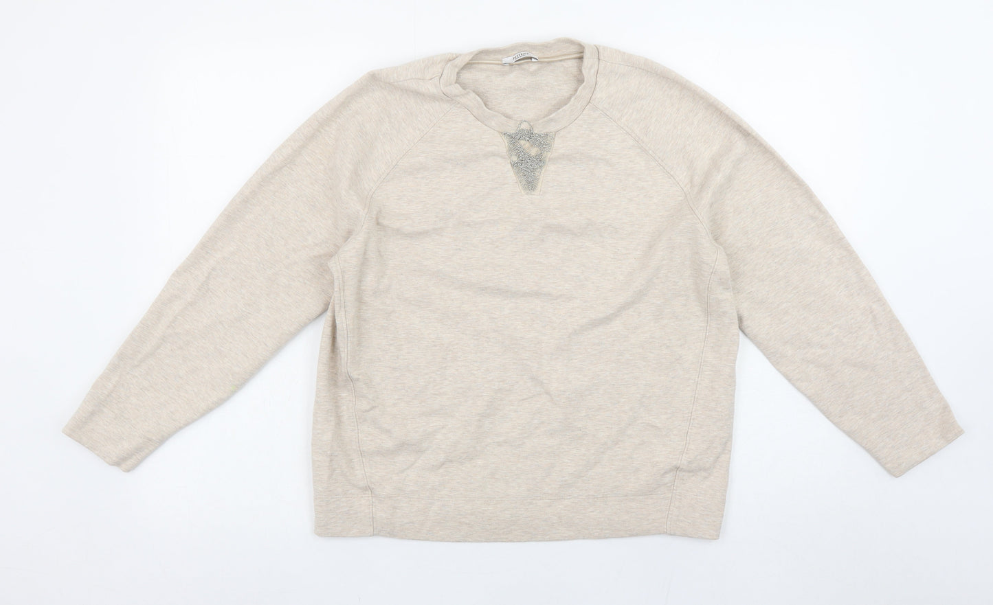 Peserico Women Beige Cotton Blend Pullover Sweatshirt Size 12