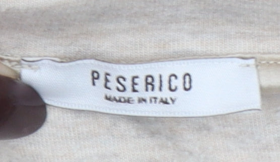 Peserico Women Beige Cotton Blend Pullover Sweatshirt Size 12