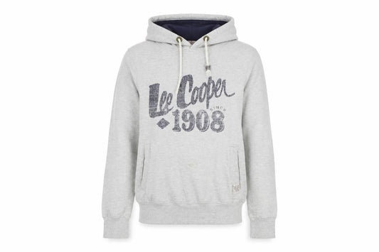Front view of Lee Cooper Women's Grey Pullover Hoodie, size S, Cotton Polyester