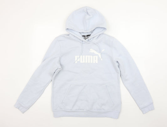 Puma Women Light Blue Pullover Hoodie Medium Hooded Sweatshirt Casual