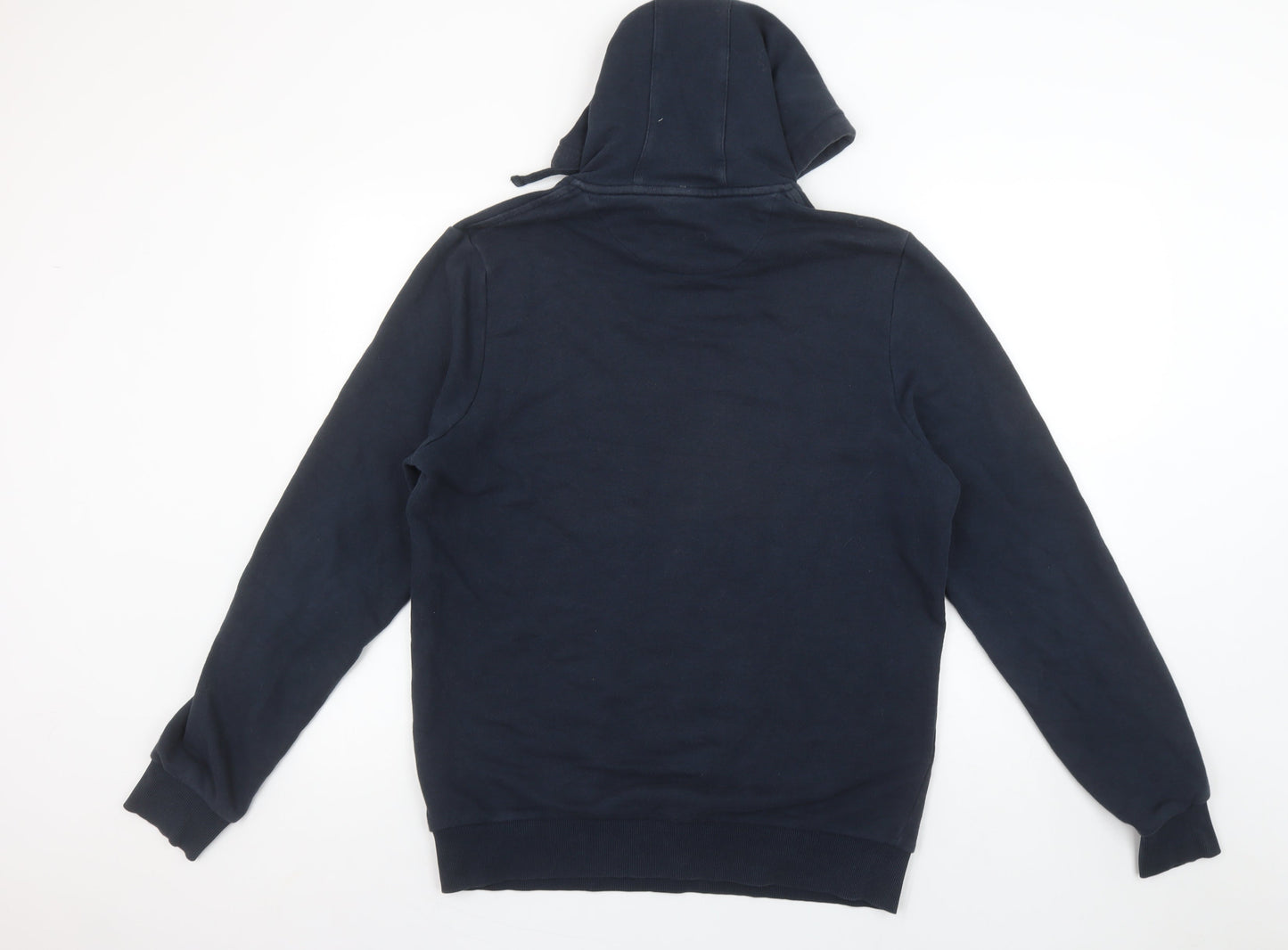 Fila Men Blue Pullover Hoodie L Logo Print Sportswear