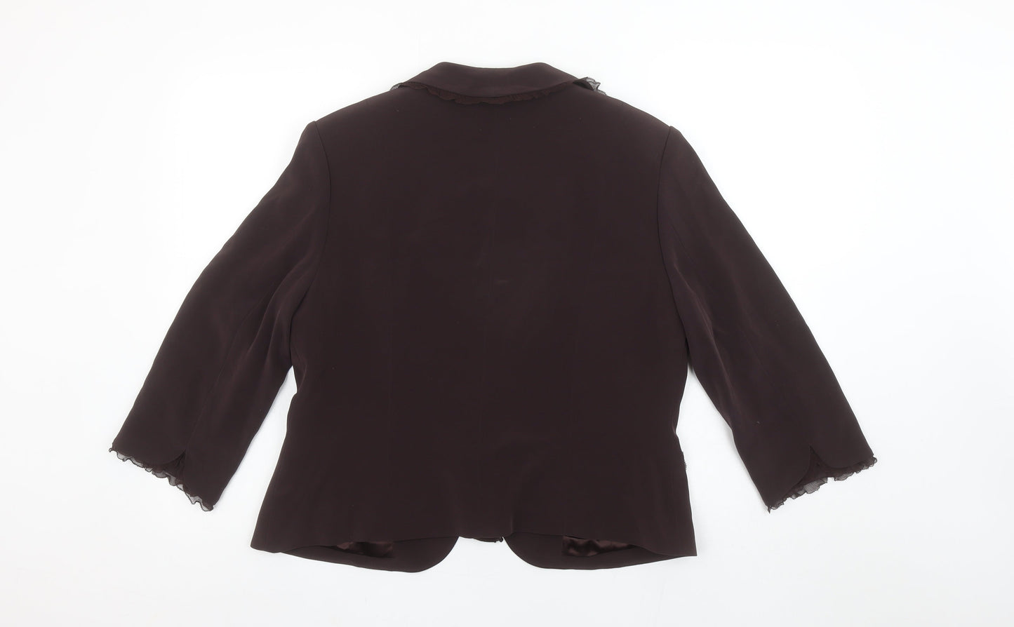 Platinum Women Brown Tie Front Blazer Jacket Size 16 Triacetate Blend