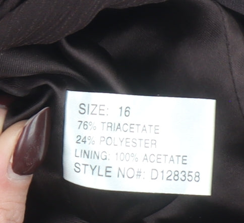 Platinum Women Brown Tie Front Blazer Jacket Size 16 Triacetate Blend