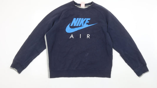 Nike Men's Blue Large Crew Neck Pullover Sweatshirt