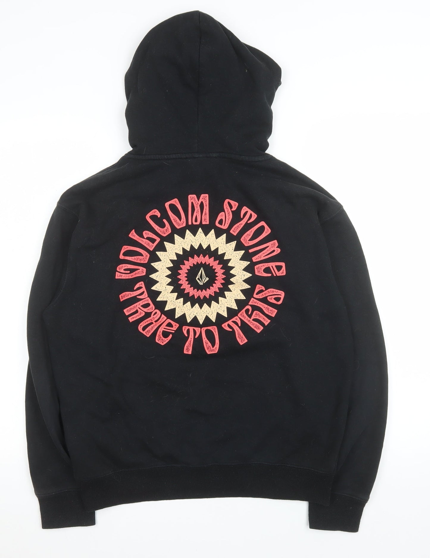 Volcom Women's Black Pullover Hoodie XS Graphic Print Cotton Blend