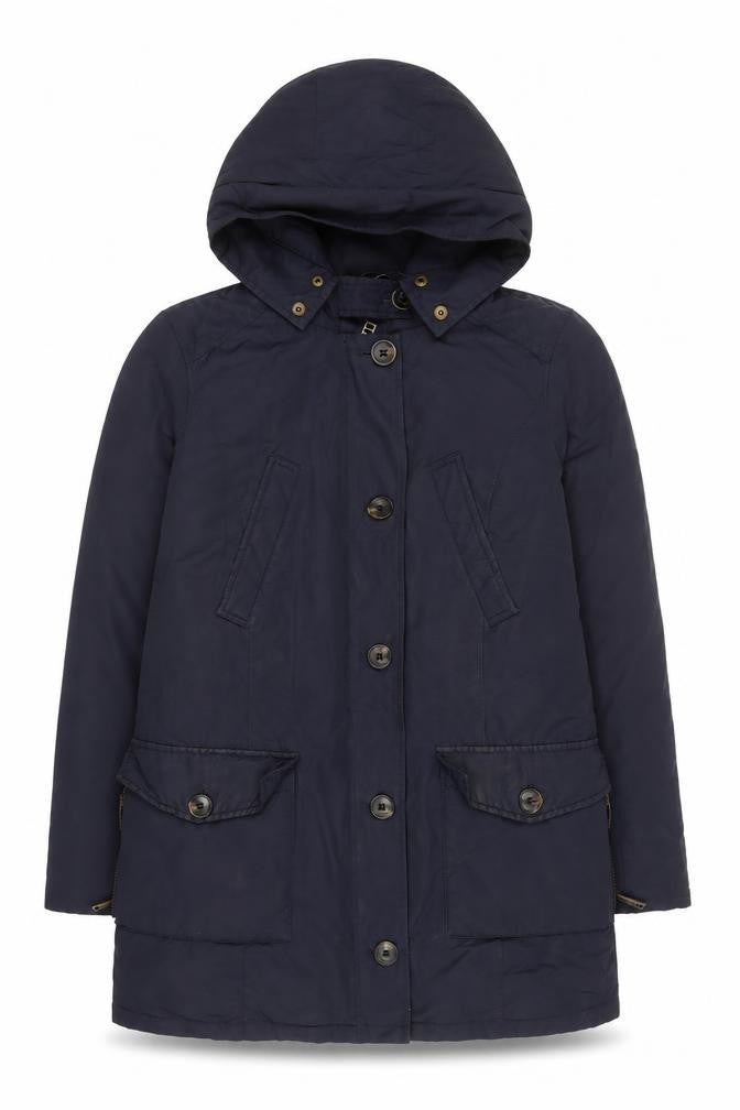 Zara Mens Blue Hooded Parka Coat Size M Regular Fit