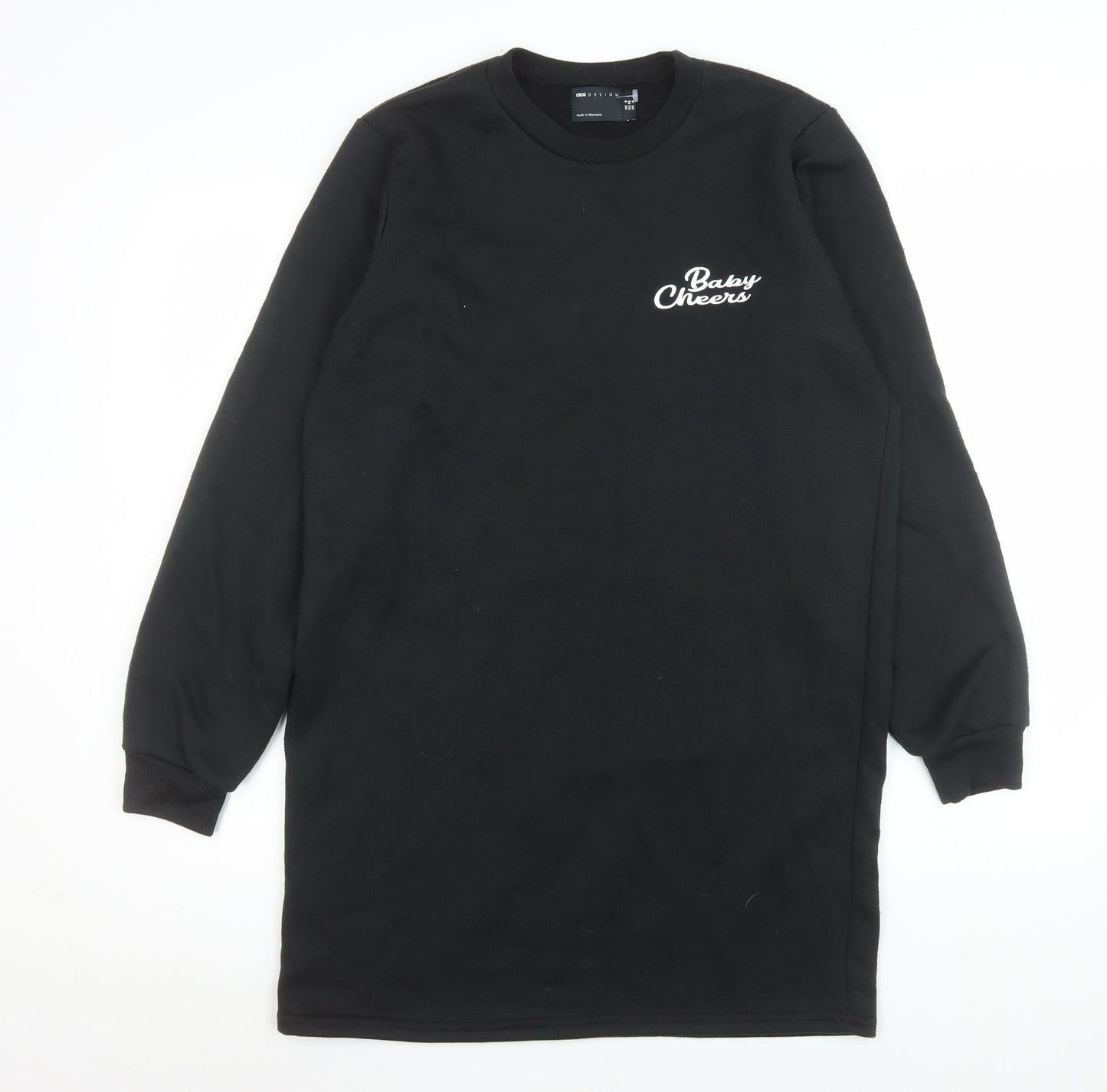 ASOS Design Womens Black Longline Pullover Sweatshirt Size 8
