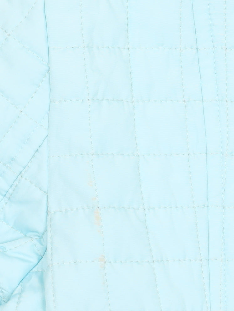 K Separates Womens Blue Quilted Silk Jacket Size 10 Zip Front