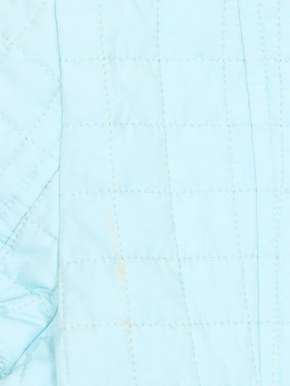 K Separates Womens Blue Quilted Silk Jacket Size 10 Zip Front